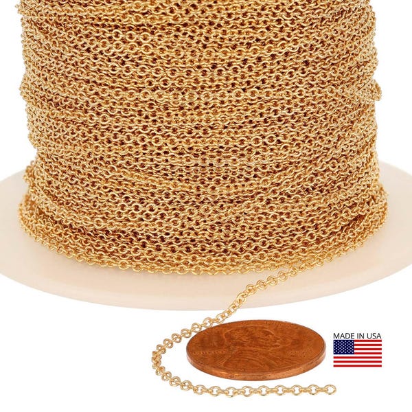 1.5x2 mm 14K Gold Filled Cable Chain 26 Gauge Thickness (GF1523) Price Per Foot