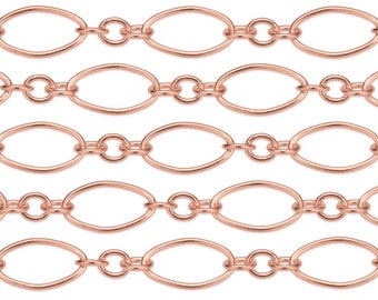 14K Rose Gold Filled Chain: Long and Short Links, Bulk Jewelry Supplies
