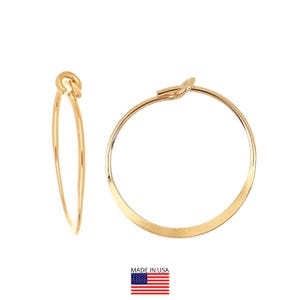 14k Gold Filled Flat Wire Hoops 15mm - 1 Pair (GF4003823)
