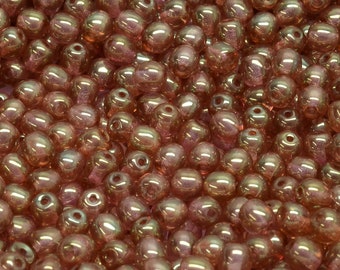 32 Pcs 4mm Czech Round Druck Glass Beads -Clear Dusty Rose(CH6104108)