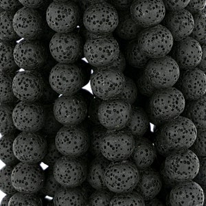 15 In Strand of 10MM Dyed Lava Rock Round Beads Black (LV100122)