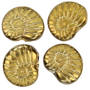 Cuentas de vidrio checas en forma de caracol, 17 x 13 mm, 8 unidades, color dorado (CH7403123)