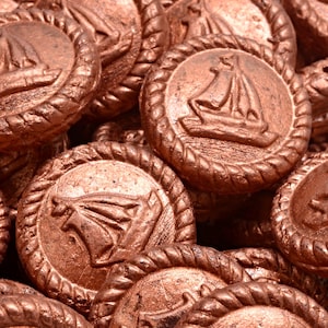 7 Pcs 20mm Boat Medallion Pressed Czech Glass Beads -Copper(CH9009102)