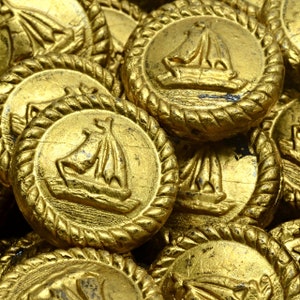 7 Pcs 20mm Boat Medallion Pressed Czech Glass Beads -Antique Gold(CH9009101)