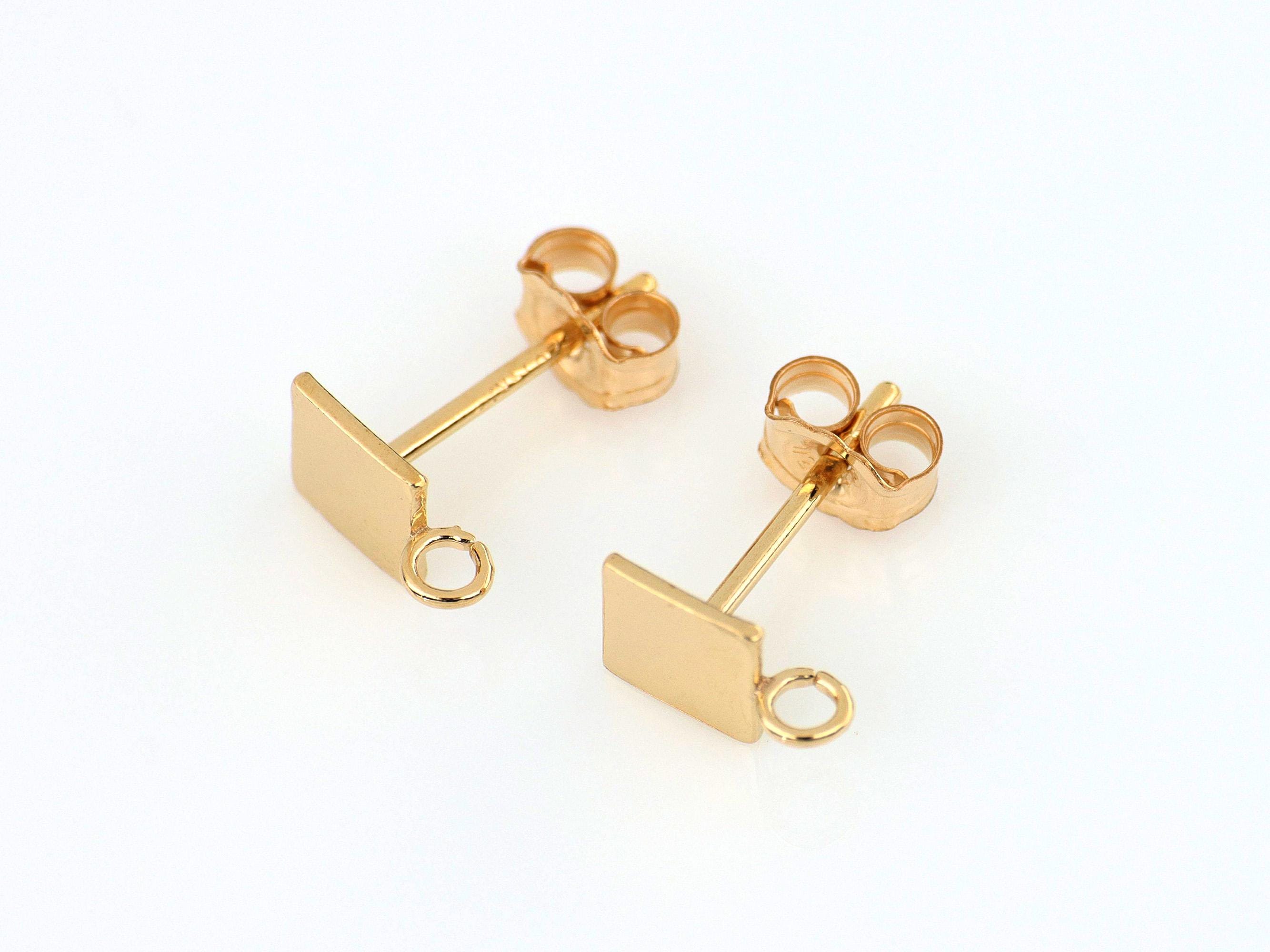 Kaya♡14kgf 1 Pair Bag of 5 Mm 14k Gold Filled Square Posts With Ring