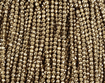15 po. de 3 mm de perles rondes en hématite à facettes, couleur or (HEM100127)