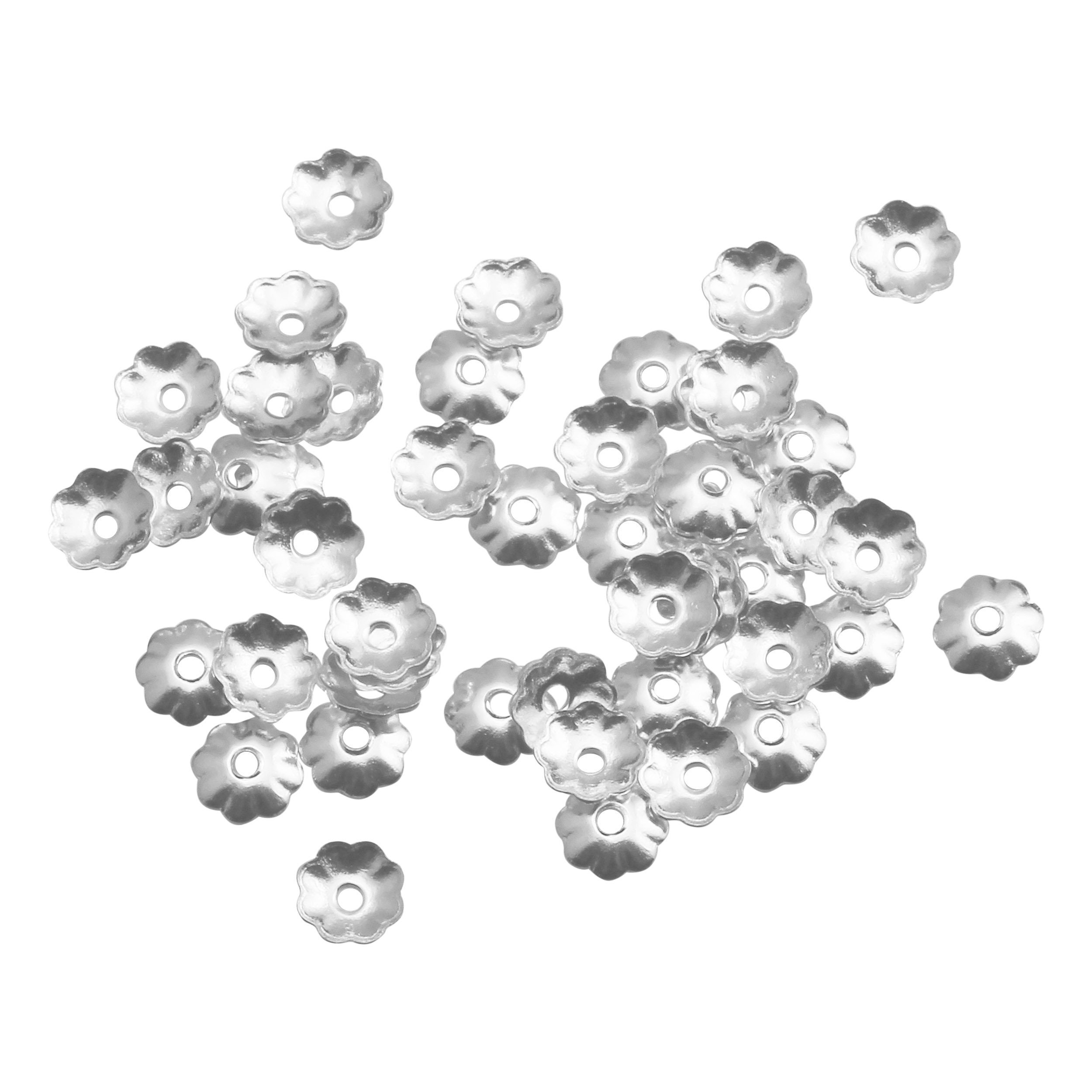 3mm Tiny Flower Bead Caps Sterling Silver - 100 pcs-C95-3