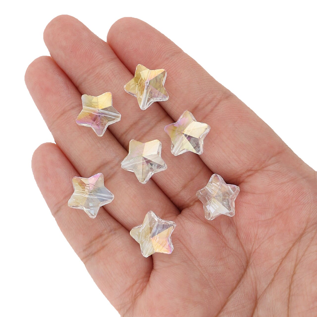 Star Shaped Glass Beads 14mm - Transparent Ivory(GCN100419)
