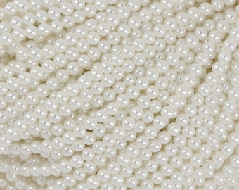 15 IN Strand Of 4 mm White Faux Pearl Beads(MMP100133)