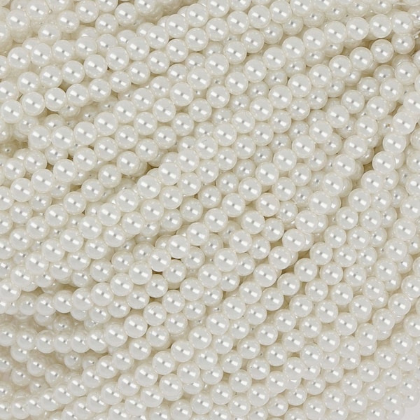 15 IN Strand Of 4 mm White Faux Pearl Beads(MMP100133)