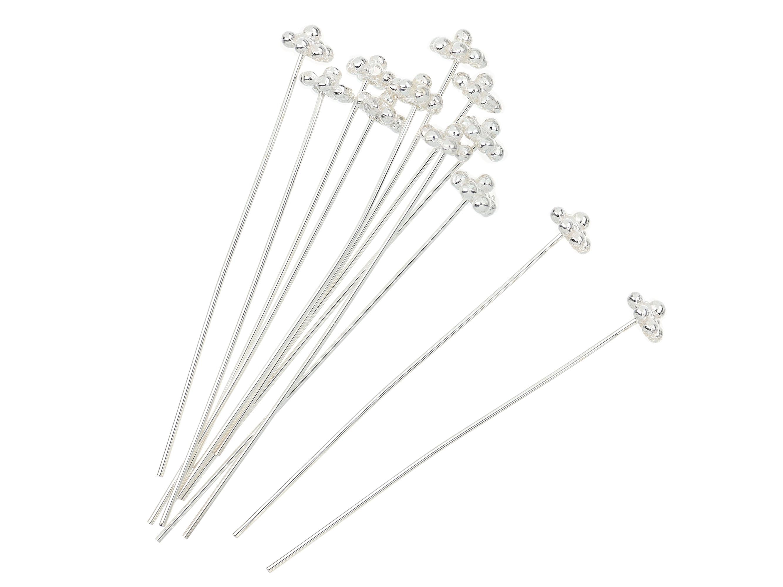 10 Pcs Bag of 24g 1.3 IN Silver Flower Head Pins (SS4003331) - Etsy