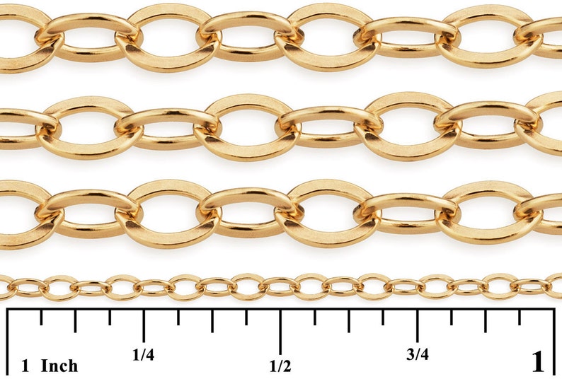 GF1617F Price Per Foot 1 FT 2x2.5 mm 14K Gold Filled Flat Cable Chain 0.35 mm Thickness