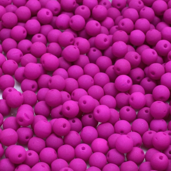 32 Pcs 4mm Czech Round Druck Glass Beads -Matte Fuchsia(CH6104117)