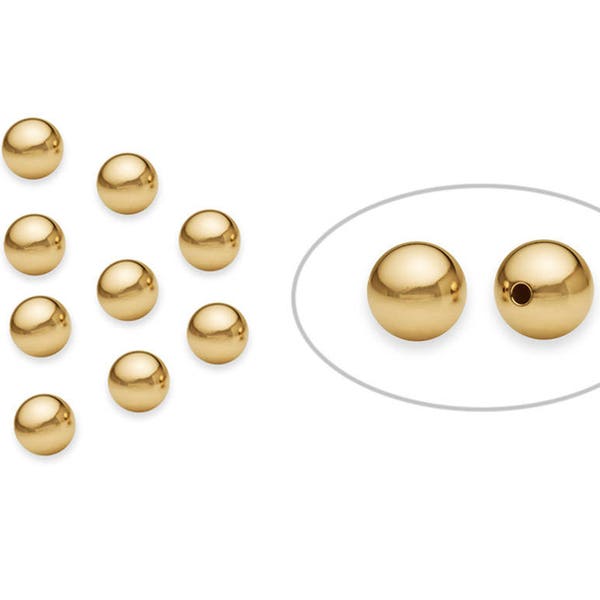 Sac de 25 perles rondes de 5 mm remplies d'or 14 carats (2011000005) Sans couture