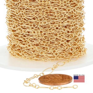 14K Gold Filled Chain: Long and Short Link Bulk - Price By Foot