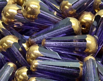 7 Pcs 20x9mm Firepolished Drop Czech Glass Beads -Lavender(CH6301103)