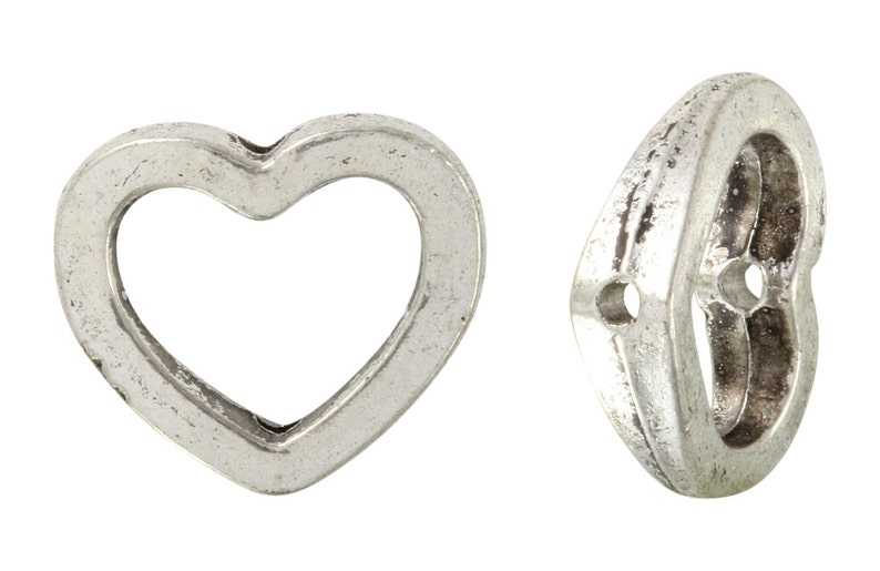 20 Pcs 12x14 mm Zinc Alloy Heart Outine Beads PUT6001116