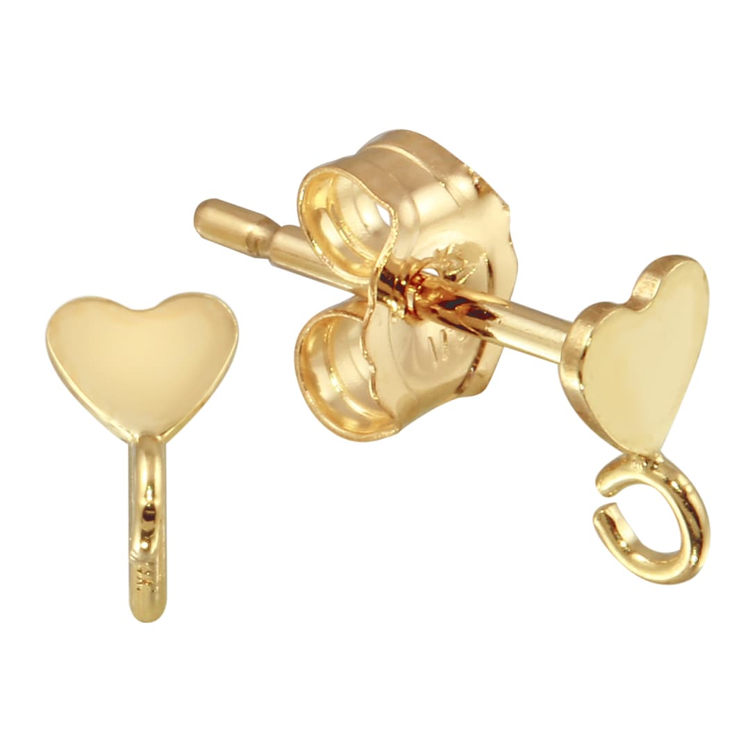 14k Gold Filled Heart Posts W/ring 3.5mm - 1 Pair (GF4001628) - Etsy