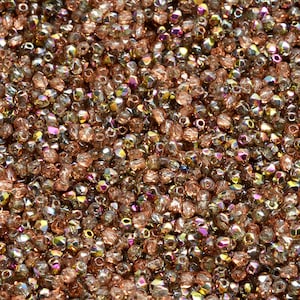 50 Pcs 2mm Firepolished Round Czech Glass Beads -Iridescent Clear Copper(CH6202114)