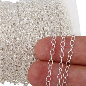 3 x 4 mm mellanstor kabelkedja i sterlingsilver (SS1808) Pris per fot bild 2