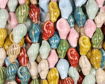 Ceramic Conch Shell Beads 20x13mm 18 pcs