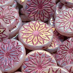 7 Pcs 18mm Origami Flower Pressed Czech Glass Beads - Pale Pink(CH7108102)