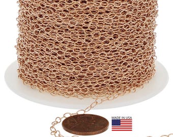 3x4 mm 14K Rose Gold Filled Cable Chain Bulk (RGF1808) Price Per Foot