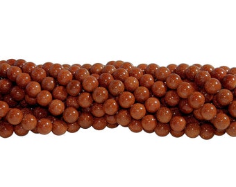 15 In Strand of 10 MM Goldstone Round Smooth Beads(GLDRND0010)