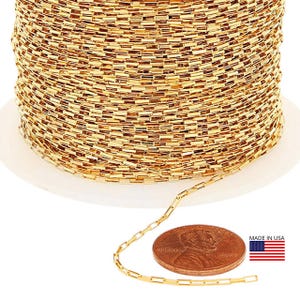 1.2x3 mm 14K Gold Filled Rectangle Box Chain Bulk (GF1295) Price Per Foot