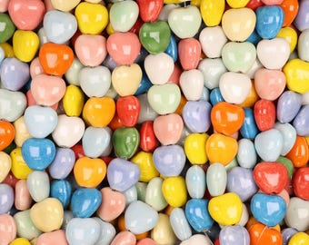Ceramic Multicolor Heart Beads 16mm 24 pcs