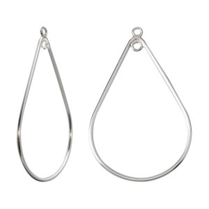 1 Pair 38x25 mm Sterling Silver Teardrop Drops With Closed Ring (SS4001345)