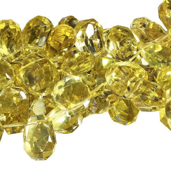 15 IN Strand 16x18 mm Heated Lemon Quartz Nugget Shaped Top Drilled Faceted Gemstone Beads (LMQTNF1618)