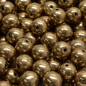 16 Pcs 8mm Czech Round Druck Glass Beads -Metallic Gold(CH6108111)