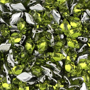 8x5 MM Gemduo™ Czech Glass Beads- Backlit Olivine(CH1200002)