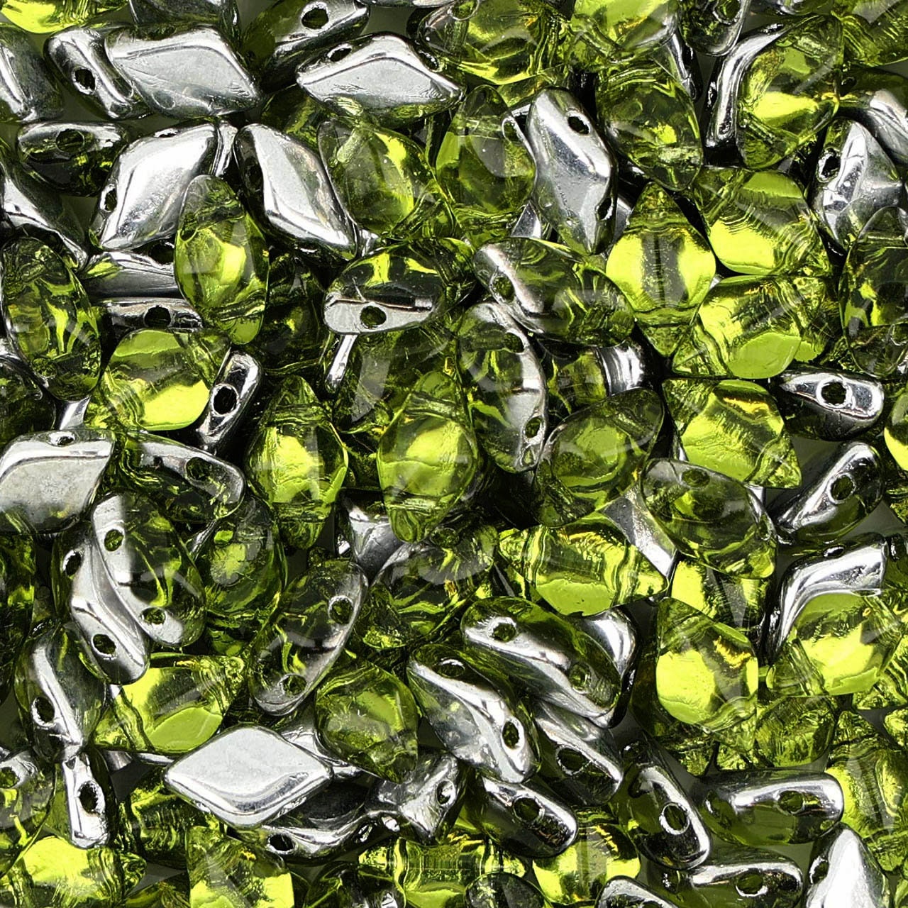 8x5 MM Gemduo™ Czech Glass Beads- Backlit Olivine(ch1200002