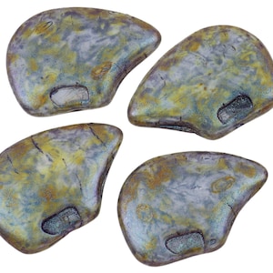 Polar Bear Czech Glass Beads 12x18mm 7pcs- Marbled Blue AB (CH7400118)