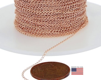 14K Rose Gold Filled Curb Chain: Lightweight Jewelry Making (Price Per Foot)