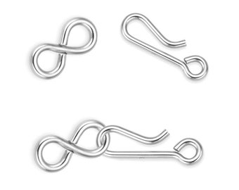 2 Sets 14 mm Sterling Silver Hook and Eye Clasps (SS4002805)