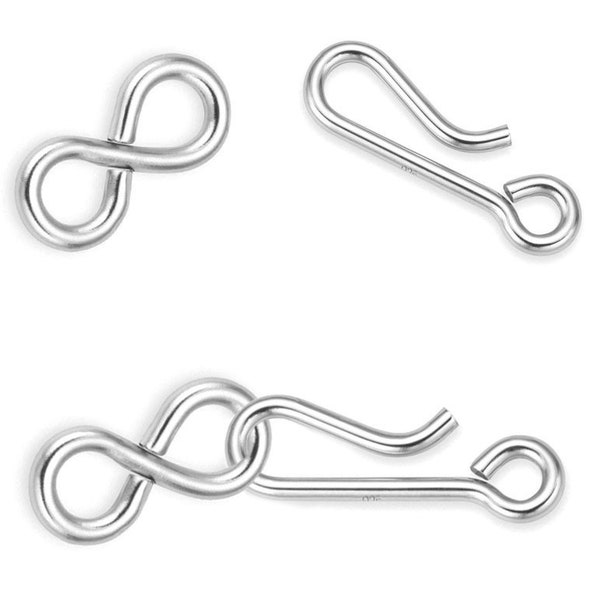 2 Sets 14 mm Sterling Silver Hook and Eye Clasps (SS4002805)