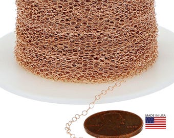 14K roségoudgevulde kabelketting (1,4 x 2,2 mm) - prijs per voet