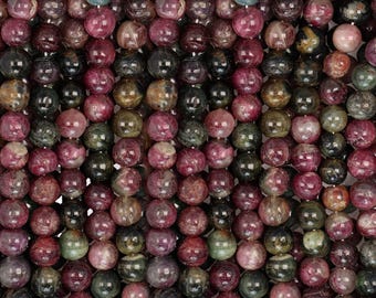 Multicolor Tourmaline Gemstone Beads: 8-9mm Smooth Round Strand