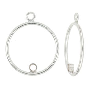 1 Pair Bag of 15 mm Sterling Silver Round Drops With 2 mm Bezel (SS4001318)