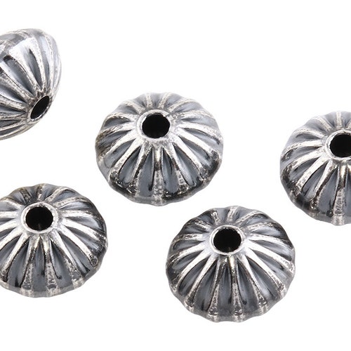 10 Pcs 4.5X3 Mm Oxidized Sterling Silver Corrugated Saucer - Etsy