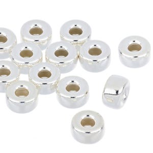 2 Pcs 8.3x4.5 mm Sterling Silver Rondelle Donut Spacer Beads (SS5205004)