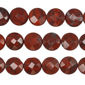 Cuentas de moneda de jaspe amapola: hilo de piedras preciosas facetadas de 12 mm (15,5 pulgadas) imagen 4