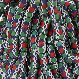 11 Inch Strand 10-11mm African Glass Krobo Beads- Navy Blue w/ Pattern(GAF100246)