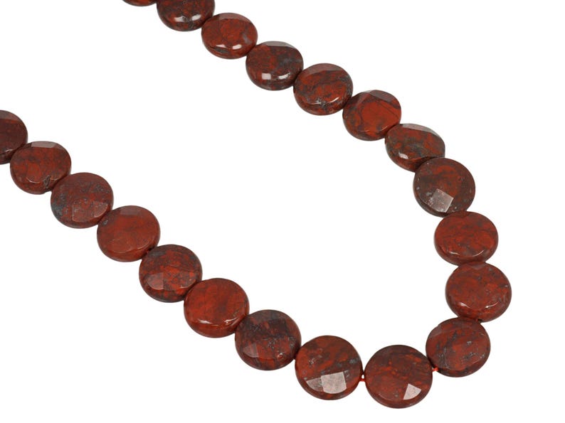 Cuentas de moneda de jaspe amapola: hilo de piedras preciosas facetadas de 12 mm (15,5 pulgadas) imagen 7