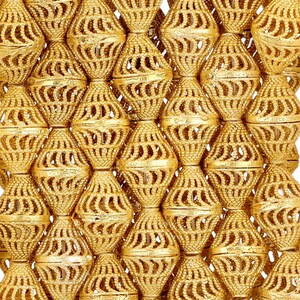 8 Inch Strand 12.4MM Gold Colored Fancy Bicone Metal Bead(BMG520611)