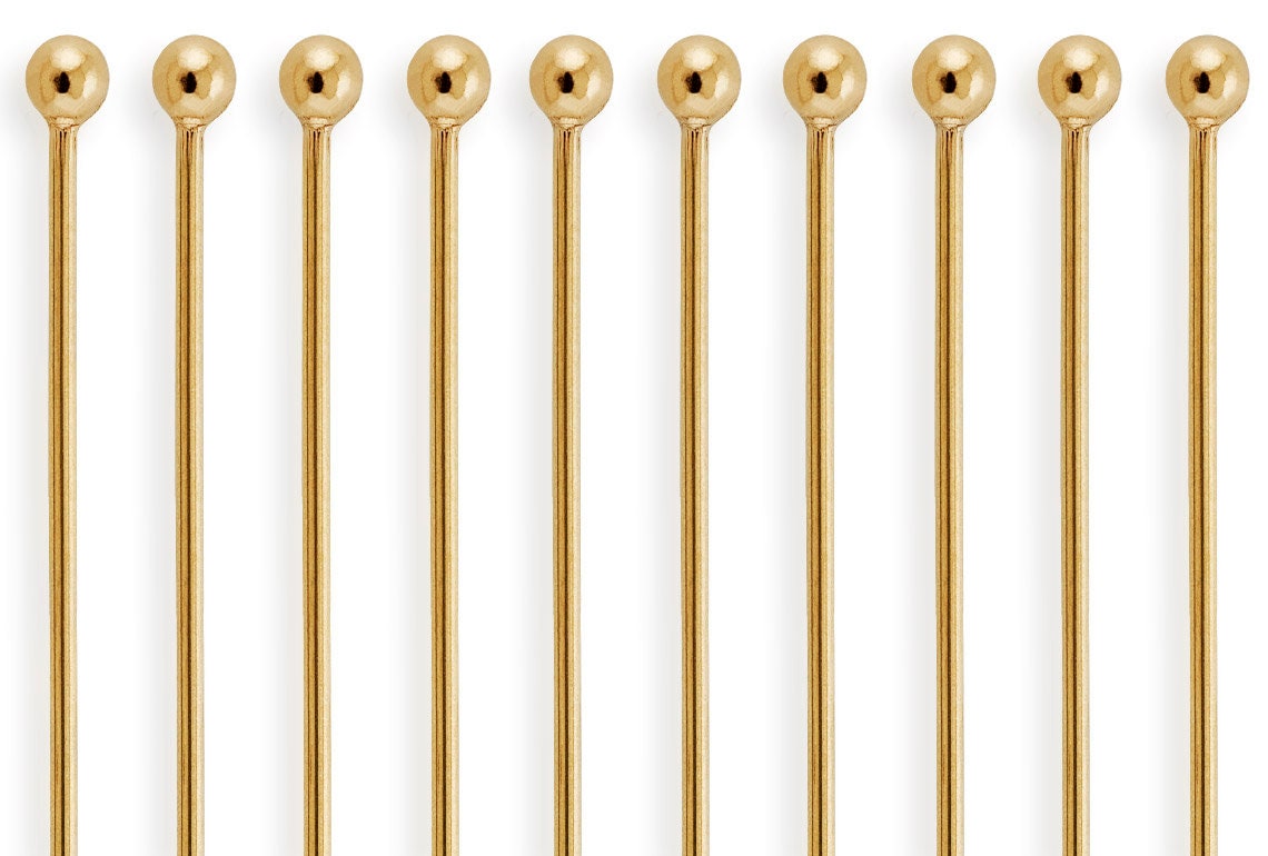 Pin 22 14k Gold Filled Ball Head Pins 22 Gauge 1.5 Inch 10 Pc (GF4003322) - Etsy