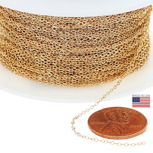 1,2x1,5 mm 14K guldfylld platt kabelkedja (GF1025F) Pris per fot